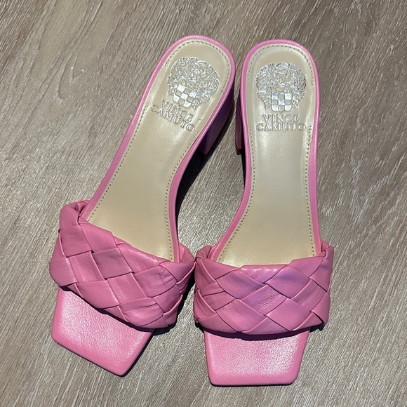Vince Camuto Pink Woven Heeled Sandals - Picture 3 of 5
